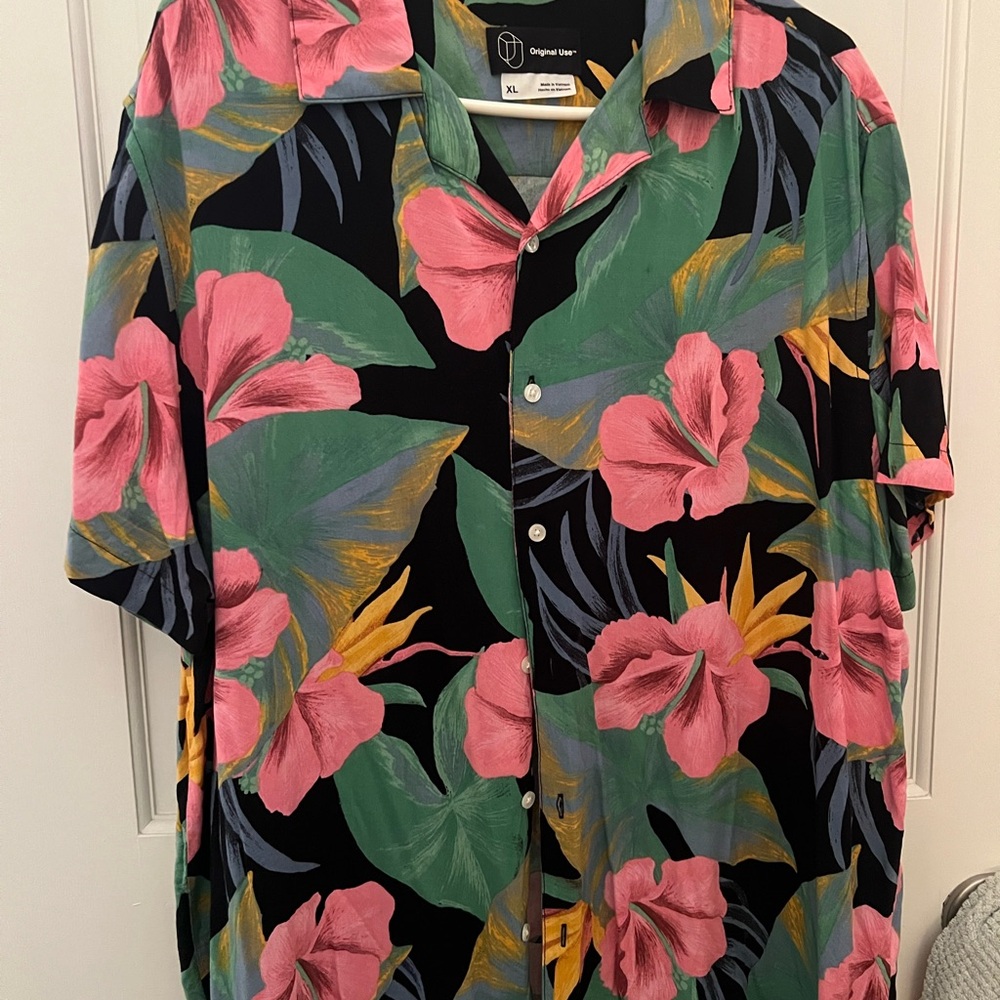 Original Use Black and Pink Floral Men's Shirt